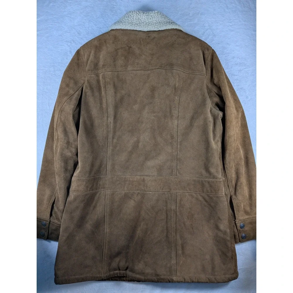 Vintage Gap Suede Sherpa Lined Front Snap Mid Length Coat Penny Lane Boho (Read)